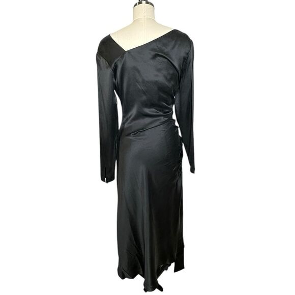 Equipment Annalise Black Silk Asymmetrical Midi Dress | Size 6 - Picture 4 of 12